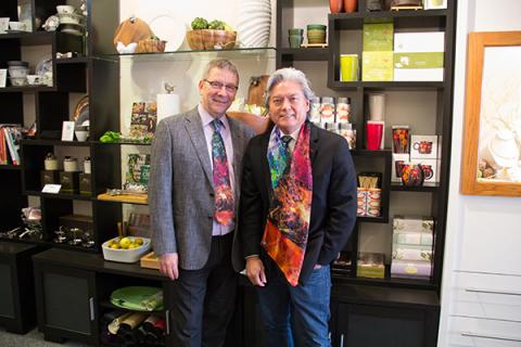 Dr. Melvin McInnis, left, and Dominic Pangborn in the Pangborn Design Store in Ann Arbor. (UOM)