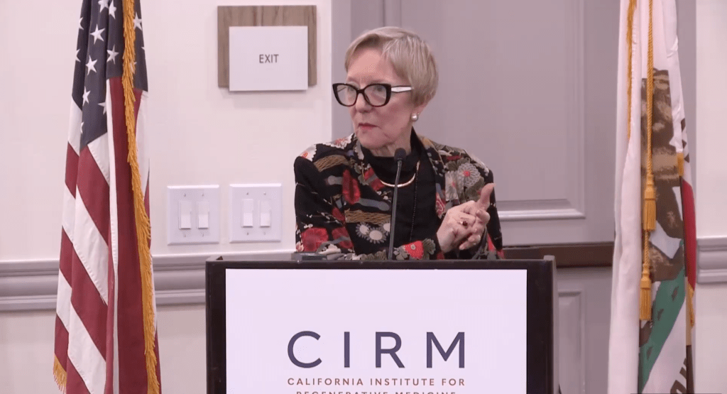 UC Davis Health's Diana Farmer, MD, presenting at the CIRM Independent Citizens’ Oversight Committee in March 2026.